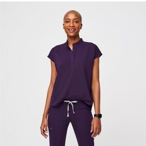 FIGS Rafaela oversized scrub top, purple jam, medium